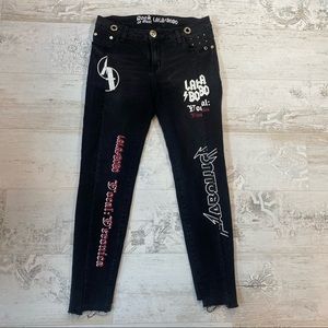 Lalabobo Anarchy High Rise Skinny Black Punk Jeans